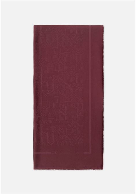 Burgundy women's scarf with jacquard lettering ELISABETTA FRANCHI | SC02F46E2CG3
